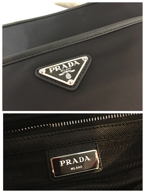 Pra*a re-nylon and saffiano leather shoulder bag
