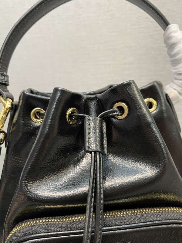 Pra*a duet naplak patent leather bucket bag