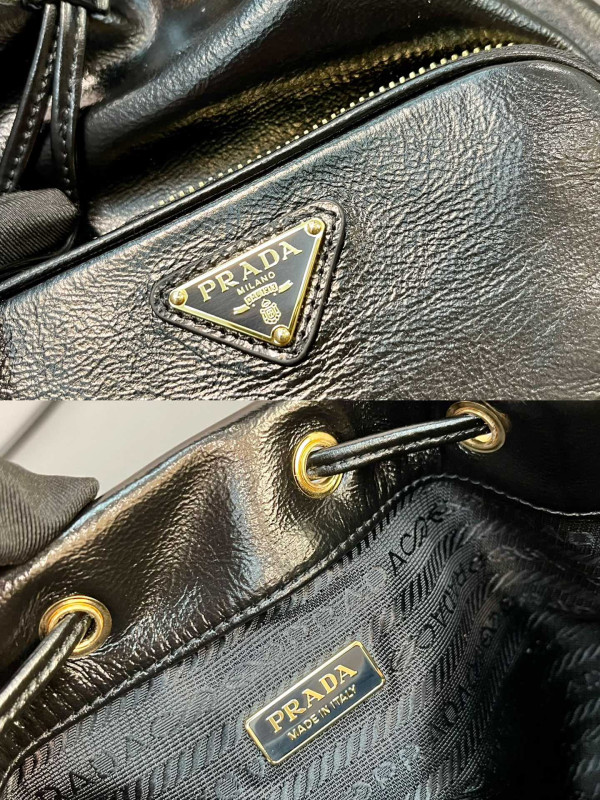 Pra*a duet naplak patent leather bucket bag